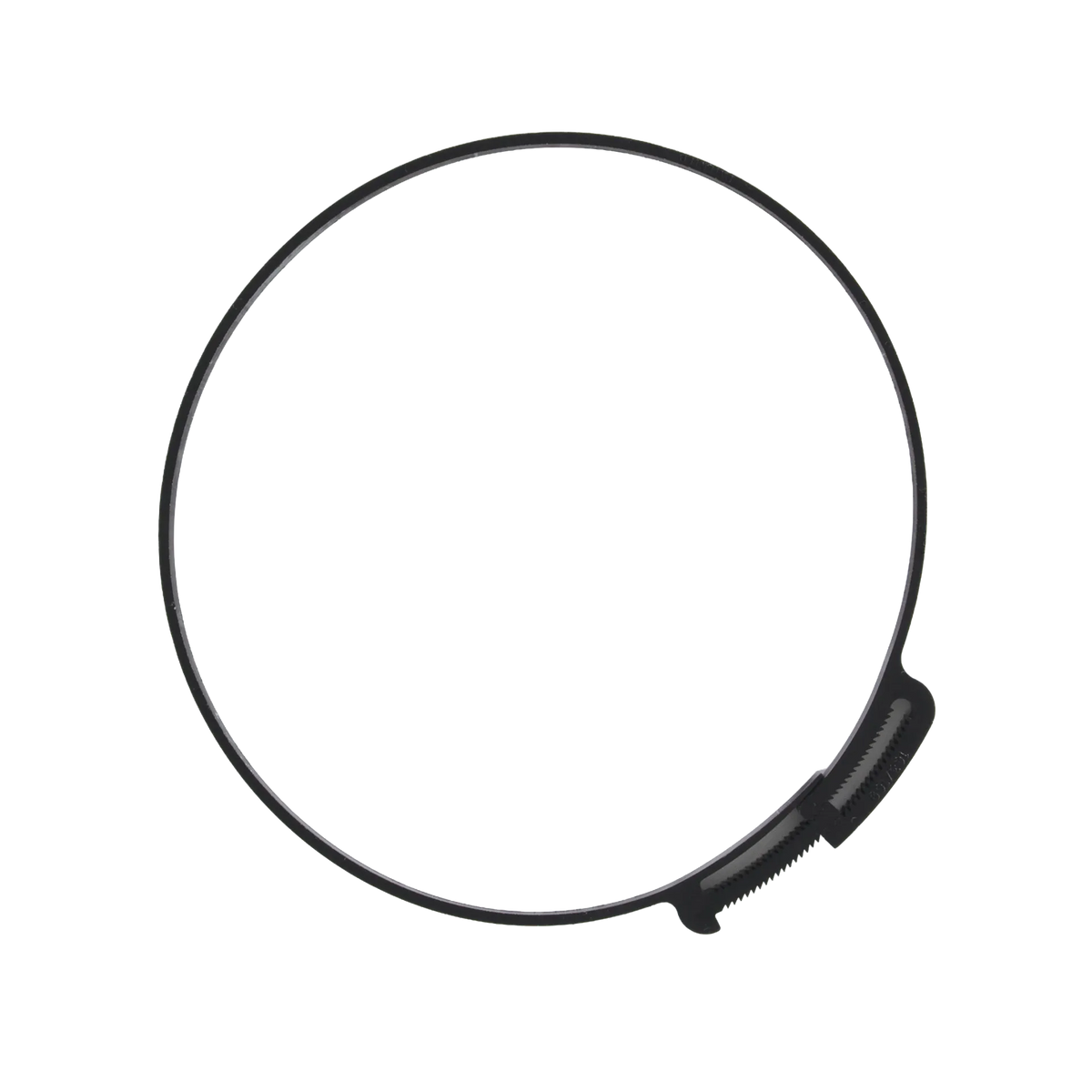 ARS Plastic Clamps,"Black plastic clamp ring with ratcheting fastener"