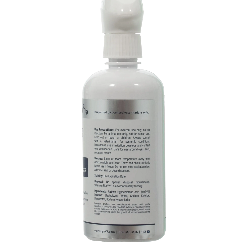 Vetericyn® VF Plus Wound & Skin Care,"Back view of spray bottle with white trigger sprayer"