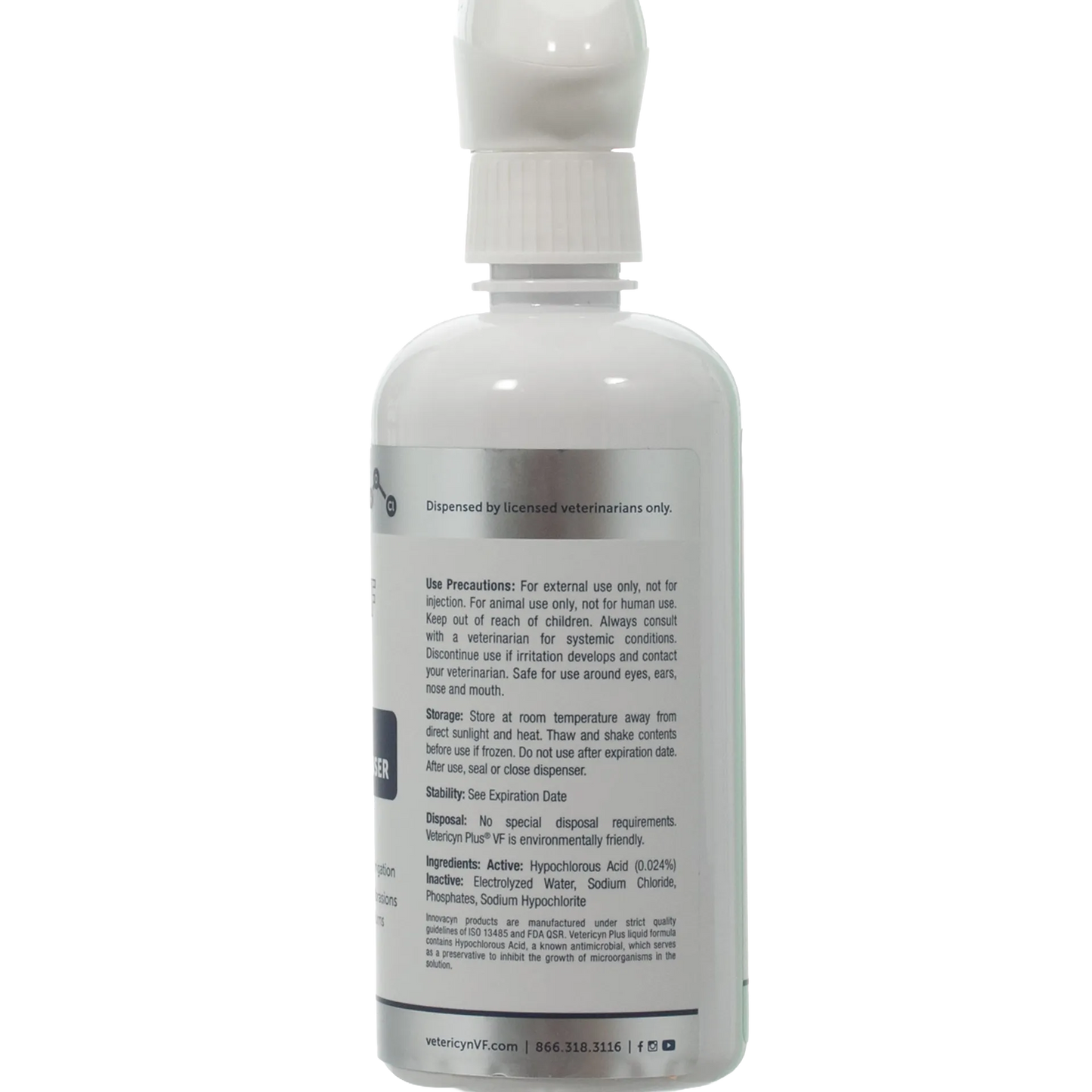 Vetericyn® VF Plus Wound & Skin Care,"Back view of spray bottle with white trigger sprayer"