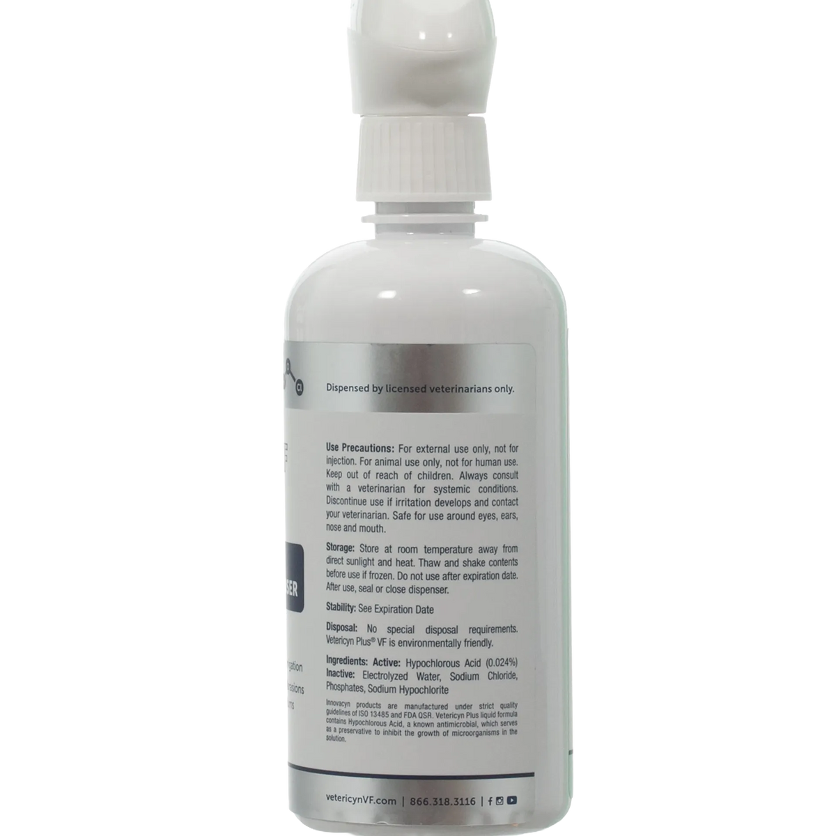 Vetericyn® VF Plus Wound & Skin Care,"Back view of spray bottle with white trigger sprayer"