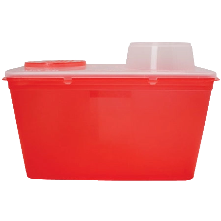 Sharps Containers,"Red sharps container with clear locking lid"