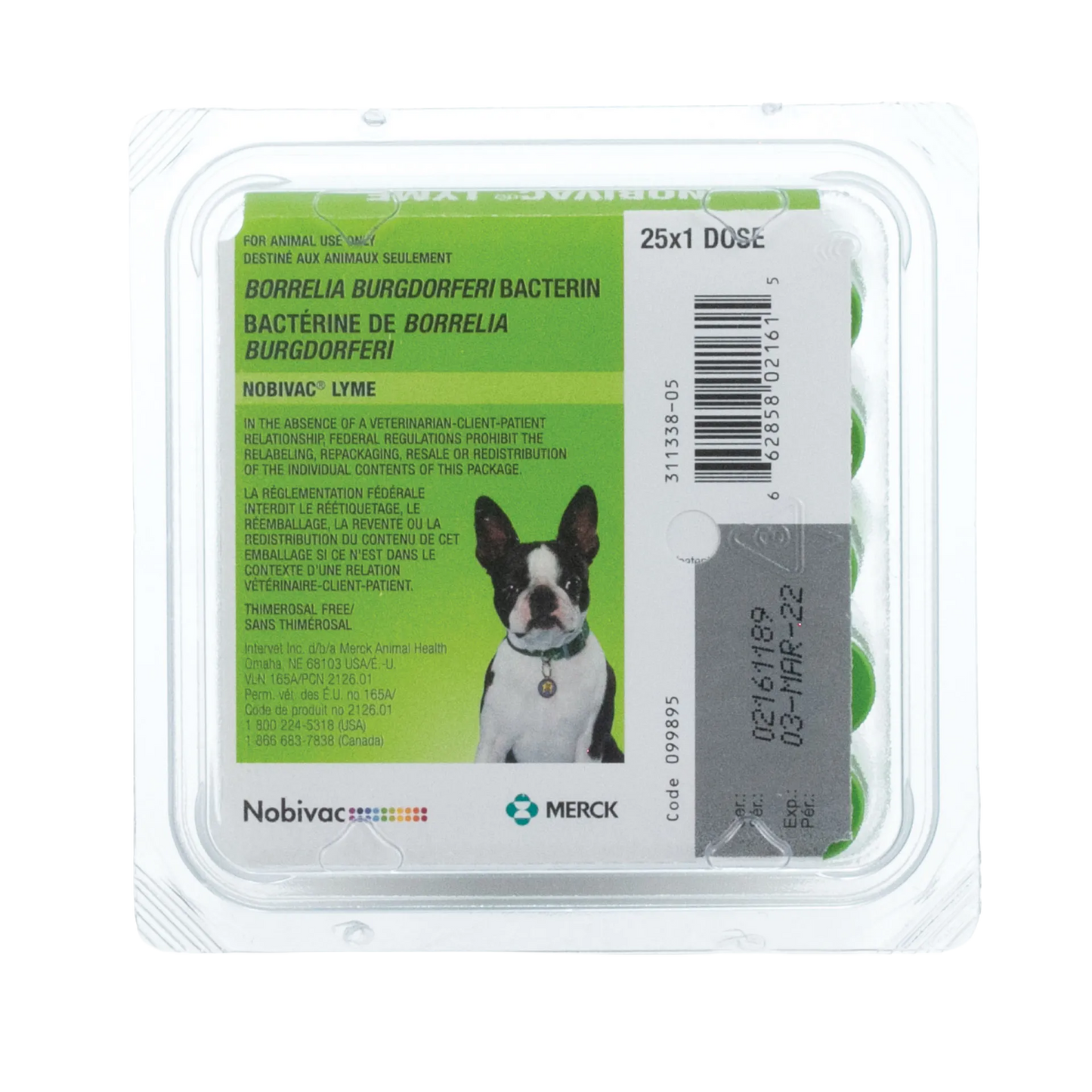 Nobivac® Lyme Vaccine For Dogs,"Blister pack with green label and dog image"