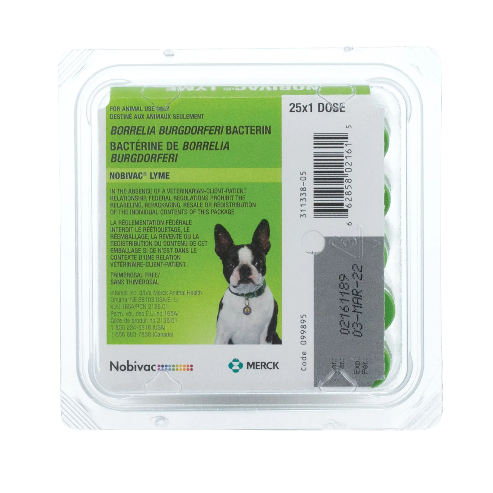 Nobivac® Lyme Vaccine For Dogs,"Blister pack with green label and dog image"