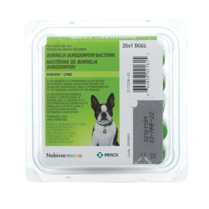 Nobivac® Lyme Vaccine For Dogs,"Blister pack with green label and dog image"