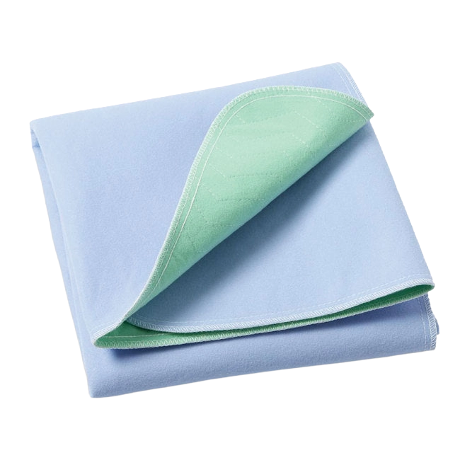 PerforMAX™ Underpad,"Folded blue underpad with green inner layer"