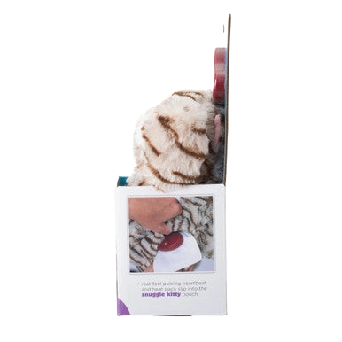 Snuggle Puppy & Kitten,"Plush tabby cat toy in package side view with pouch insert"