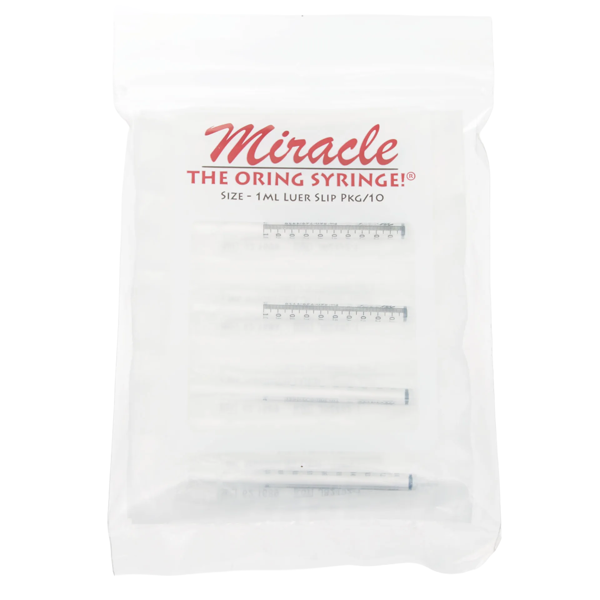 Miracle Nipple O-ring Syringe,"Sealed pack of four clear 1 mL syringes"