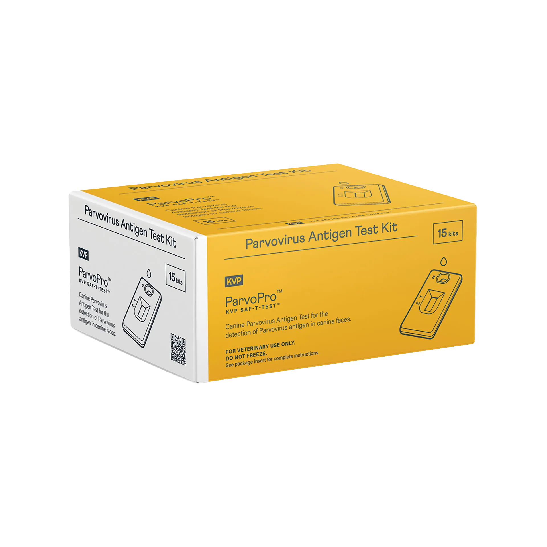 ParvoPro,"Yellow and white test kit box angled front view"
