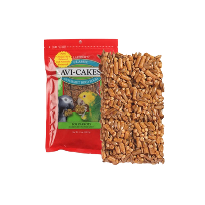 Lafeber Avi-Cakes Bird Food,"Red bag with seed cake block in front"