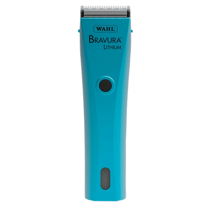 Wahl® Bravura® Lithium Ion Clipper,"Teal cordless clipper with silver blade, front view"