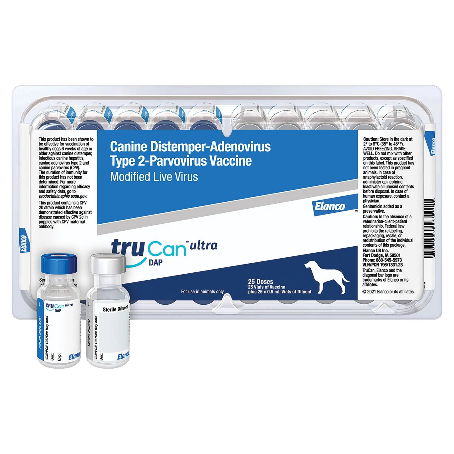 TruCan™ Ultra DAP (Ultra Duramune DAP),"Vaccine tray pack with two vials and diluent, including blue-capped vial"