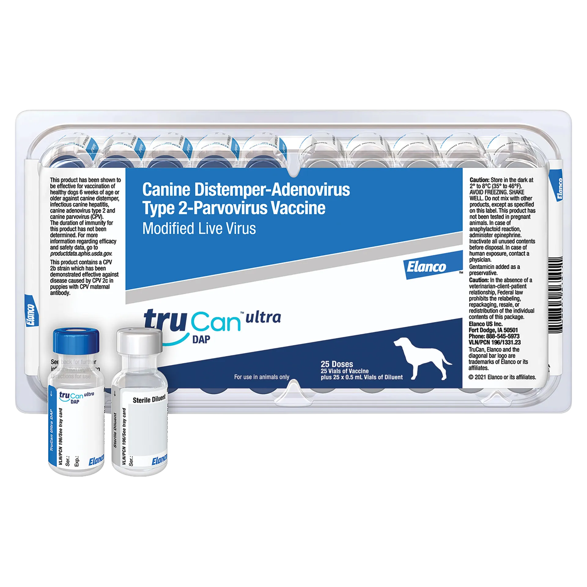 TruCan™ Ultra DAP (Ultra Duramune DAP),"Vaccine tray pack with two vials and diluent, including blue-capped vial"