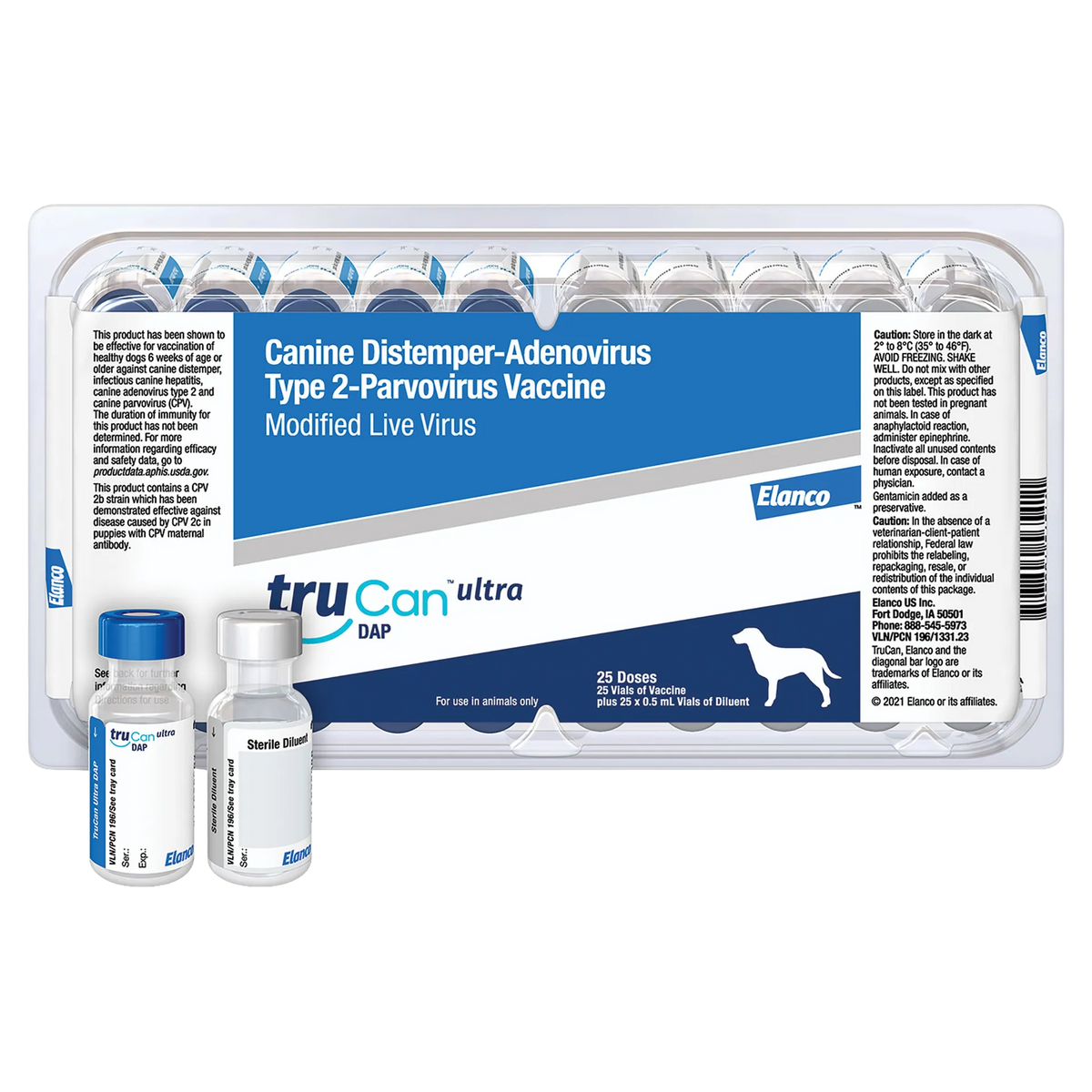 TruCan™ Ultra DAP (Ultra Duramune DAP),"Vaccine tray pack with two vials and diluent, including blue-capped vial"