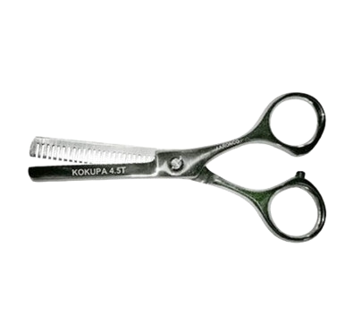 "Aaronco Honeycutt TinyThin 4.5"" 24 Tooth Thinner","Silver thinning scissors with finger rests"