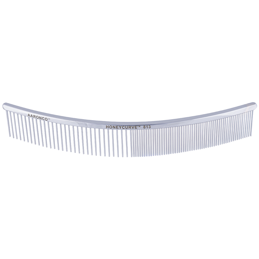 "Aaronco 10"""" Honeycurve Comb","Curved clear grooming comb with fine and wide teeth"