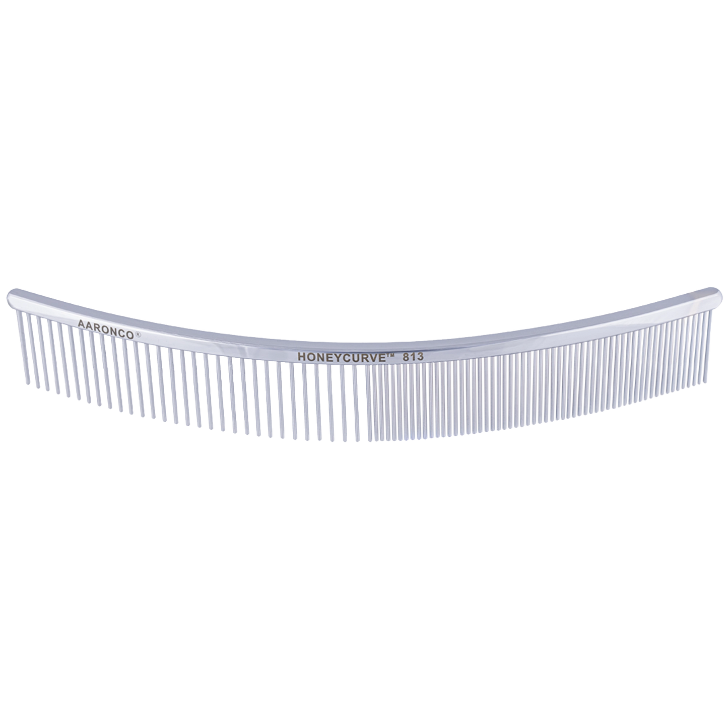 "Aaronco 10"""" Honeycurve Comb","Curved clear grooming comb with fine and wide teeth"