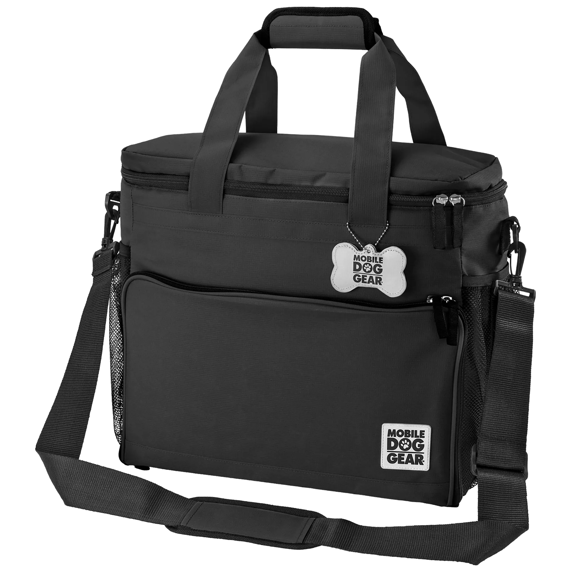 Week Away® Tote Bag,"Black tote bag with shoulder strap, zip top, and front pocket"