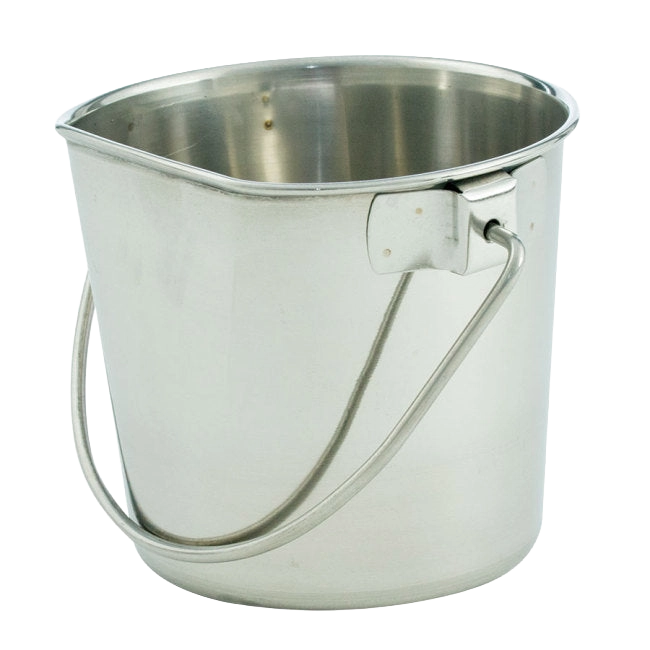 Flat-sided Pails without Hooks,"Metal pail with flat side and wire handle"