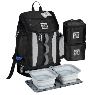 Drop Bottom Week Away Backpack,"Backpack with detachable pouch, two collapsible bowls, and feeding mat"