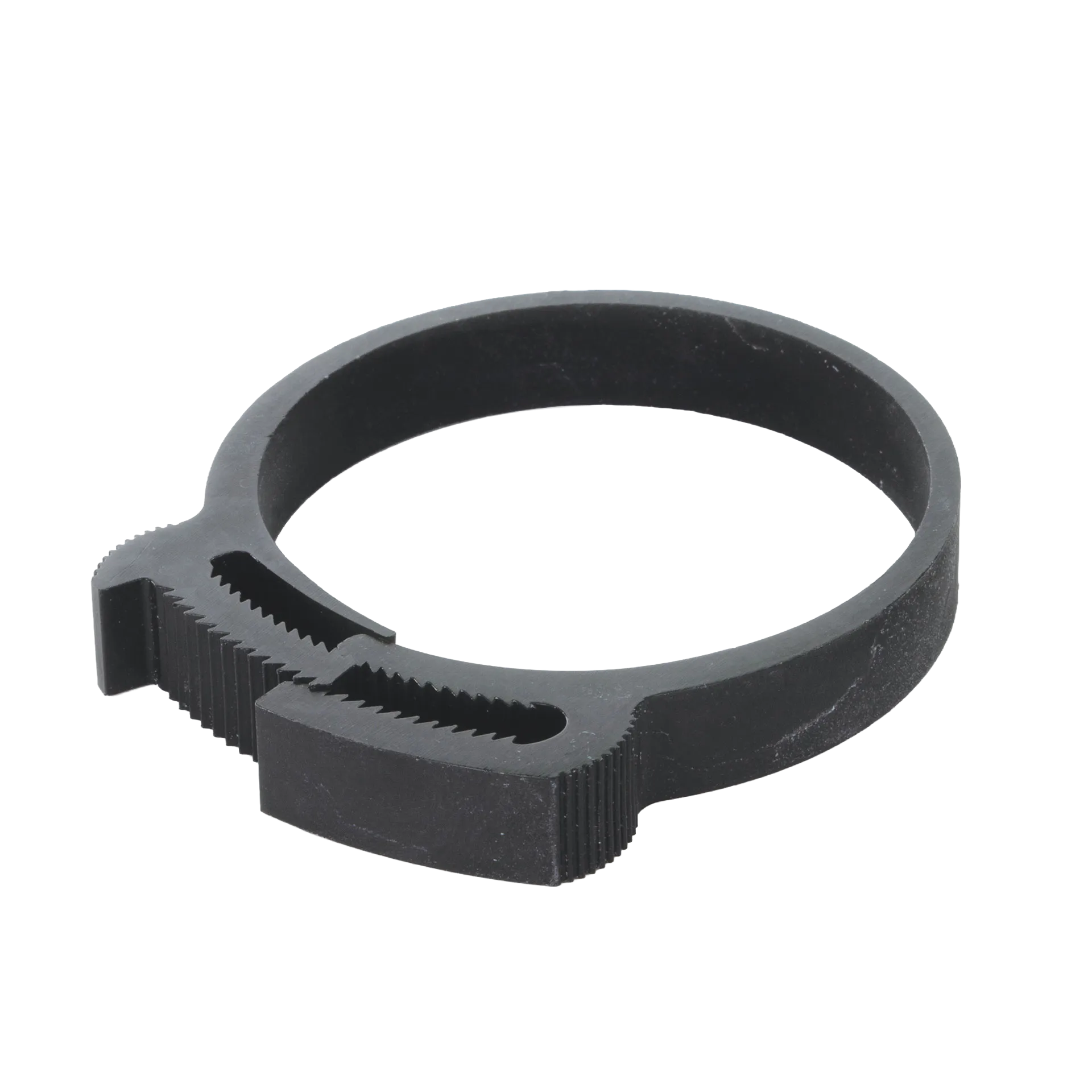 ARS Plastic Clamps,"Black adjustable ring clamp with serrated ends"