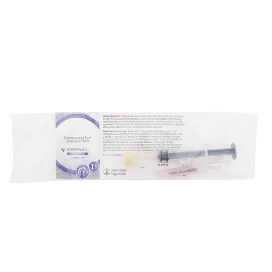STREPVAX II, Single Dose,"Syringe and pink needle in clear single-dose package"