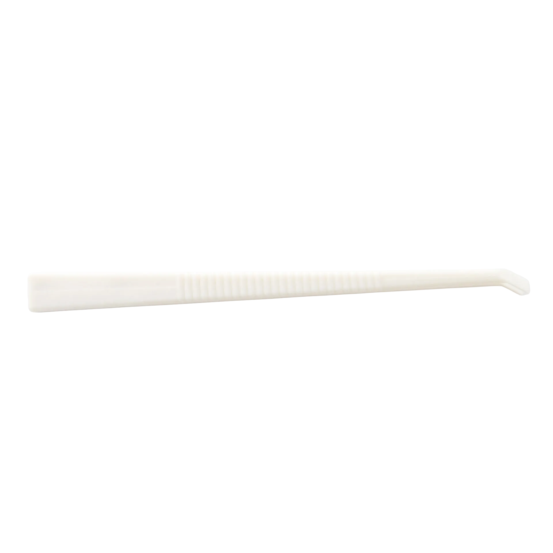 Polyester Straw Tweezer,"White plastic tweezer with ridged grip and angled tip"