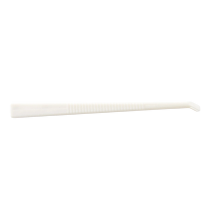 Polyester Straw Tweezer,"White plastic tweezer with ridged grip and angled tip"