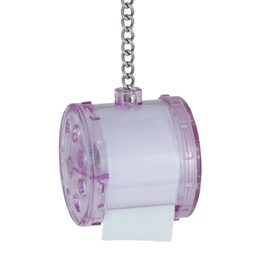 Shred Master,"Clear hanging cylindrical shredder with chain and paper strip"