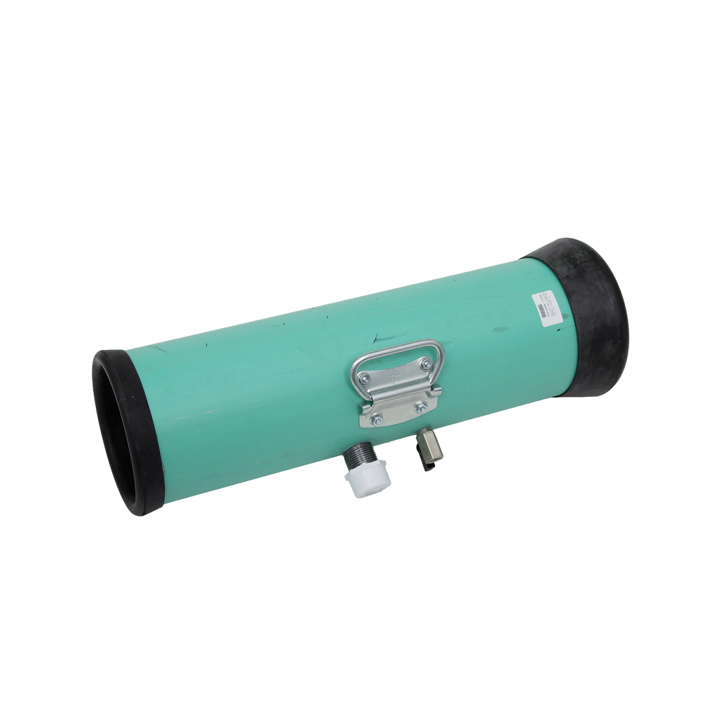 Colorado Outer Shell with padding,"Teal cylindrical outer shell with black end caps and metal handle"
