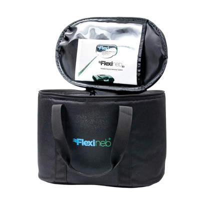Flexineb® System Storage Case,"Open black storage case with handles and interior insert"