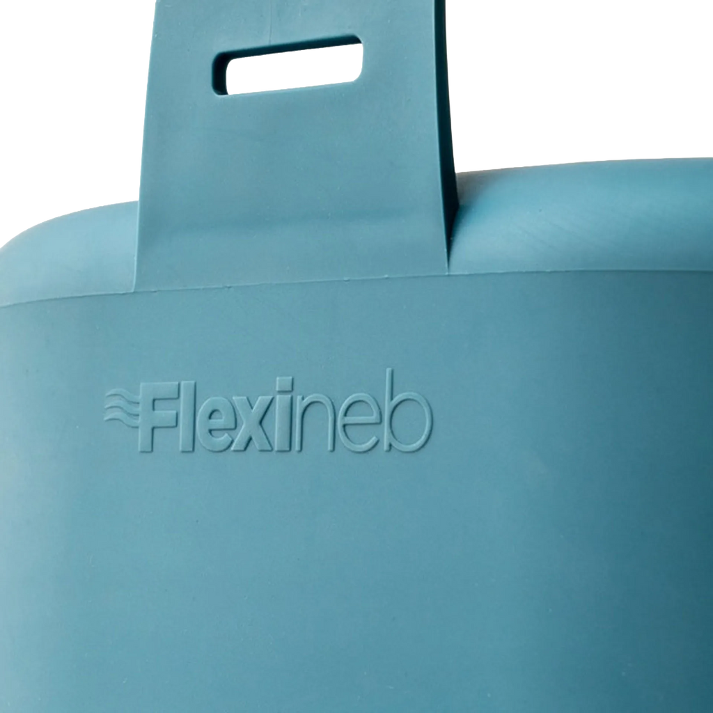 Flexineb® E3 Portable Equine Nebulizer Complete System with 2 Standard Med Cups,"Blue nebulizer body close-up with handle slot"