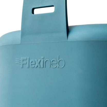 Flexineb® E3 Portable Equine Nebulizer Complete System with 2 Standard Med Cups,"Blue nebulizer body close-up with handle slot"