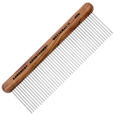 Aaronco 7"" Woody's Honeycomb Mattaway","Wooden-handled metal grooming comb"