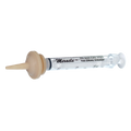 "The Miracle Nipple® for Kittens, Puppies, and Small Mammals","Clear syringe with beige feeding nipple attached"