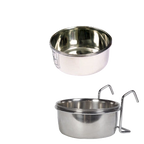 Coop Cups with Wire Hanger,"Two metal coop cups, one with wire hanger"