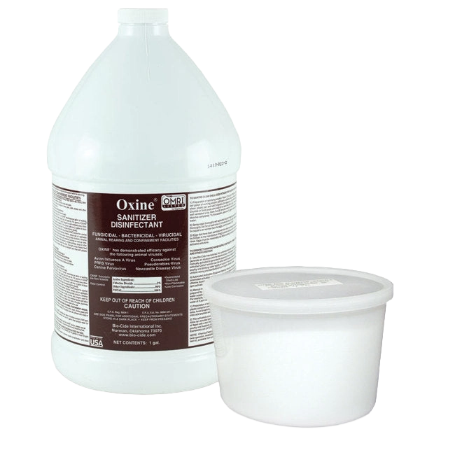 Oxine® Animal Health (AH),"Large gallon bottle with white lidded plastic tub"
