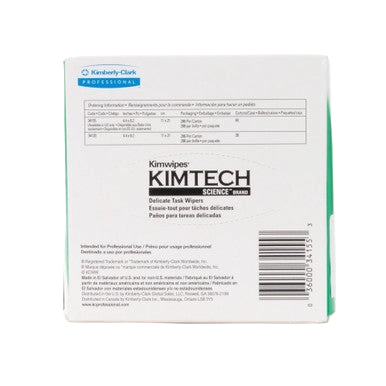 Kim Wipes,"Square wiper box showing back label and barcode"