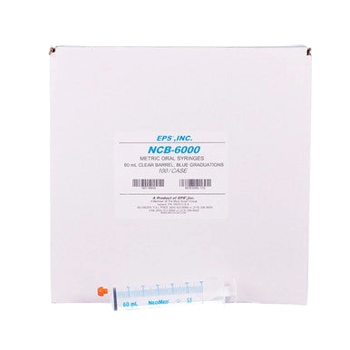 O-Ring Syringe,"Box with oral syringe and blue measurement markings"