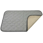 Puppywarmer Incubator Pee Pad,"Gray quilted pee pad with corner folded back"