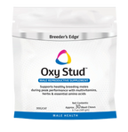 Breeder's Edge® Oxy Stud™,"White stand-up pouch with resealable zipper"