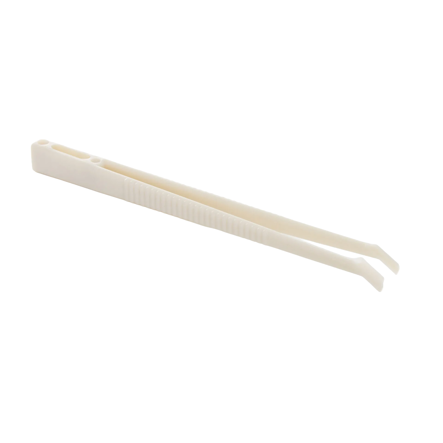Polyester Straw Tweezer,"Off-white plastic tweezers with angled tip"