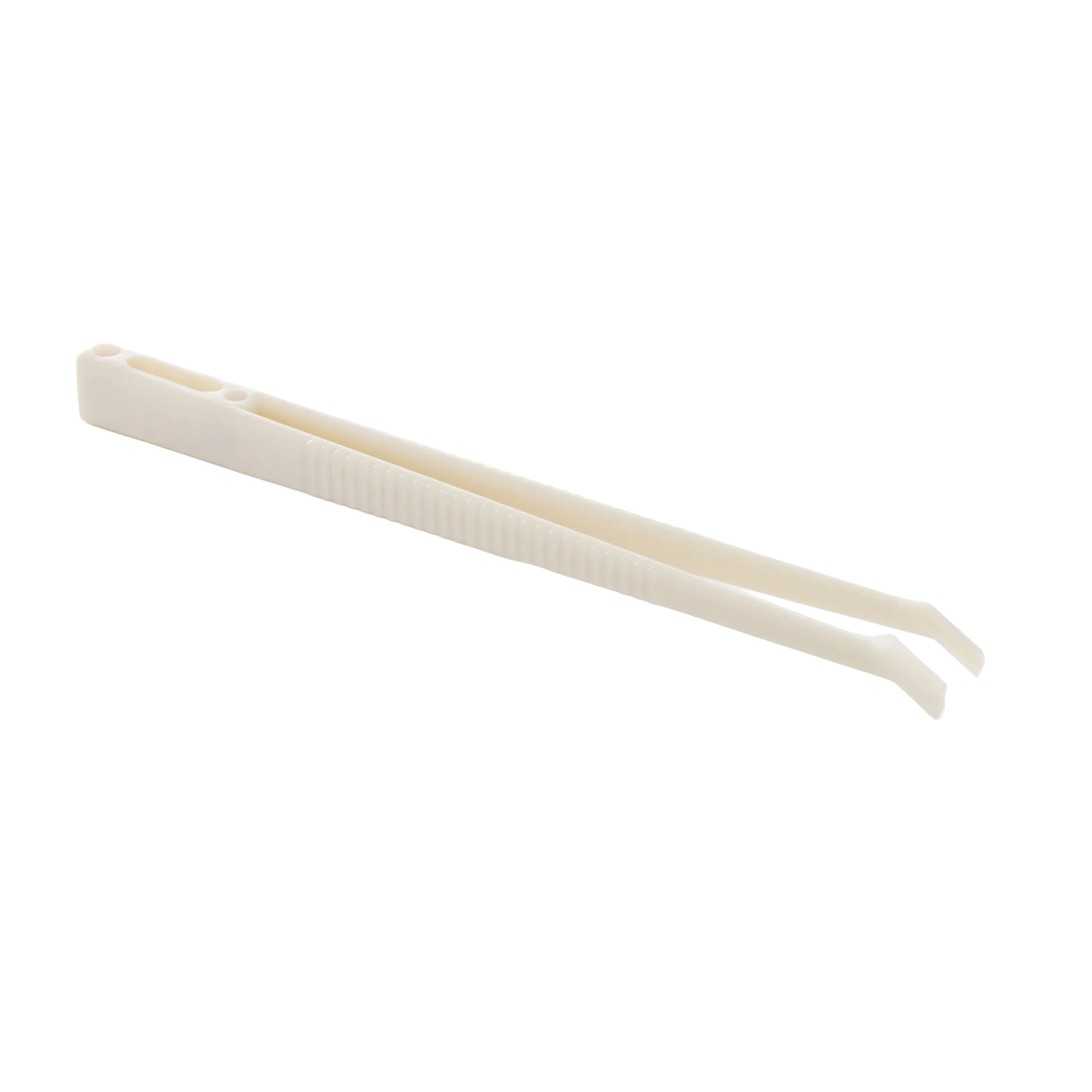 Polyester Straw Tweezer,"Off-white plastic tweezers with angled tip"