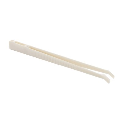 Polyester Straw Tweezer,"Off-white plastic tweezers with angled tip"
