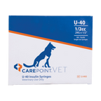 U40 1/2cc Insulin Syringe 29g x 1/2","Blue and white syringe box with dog and cat graphic"