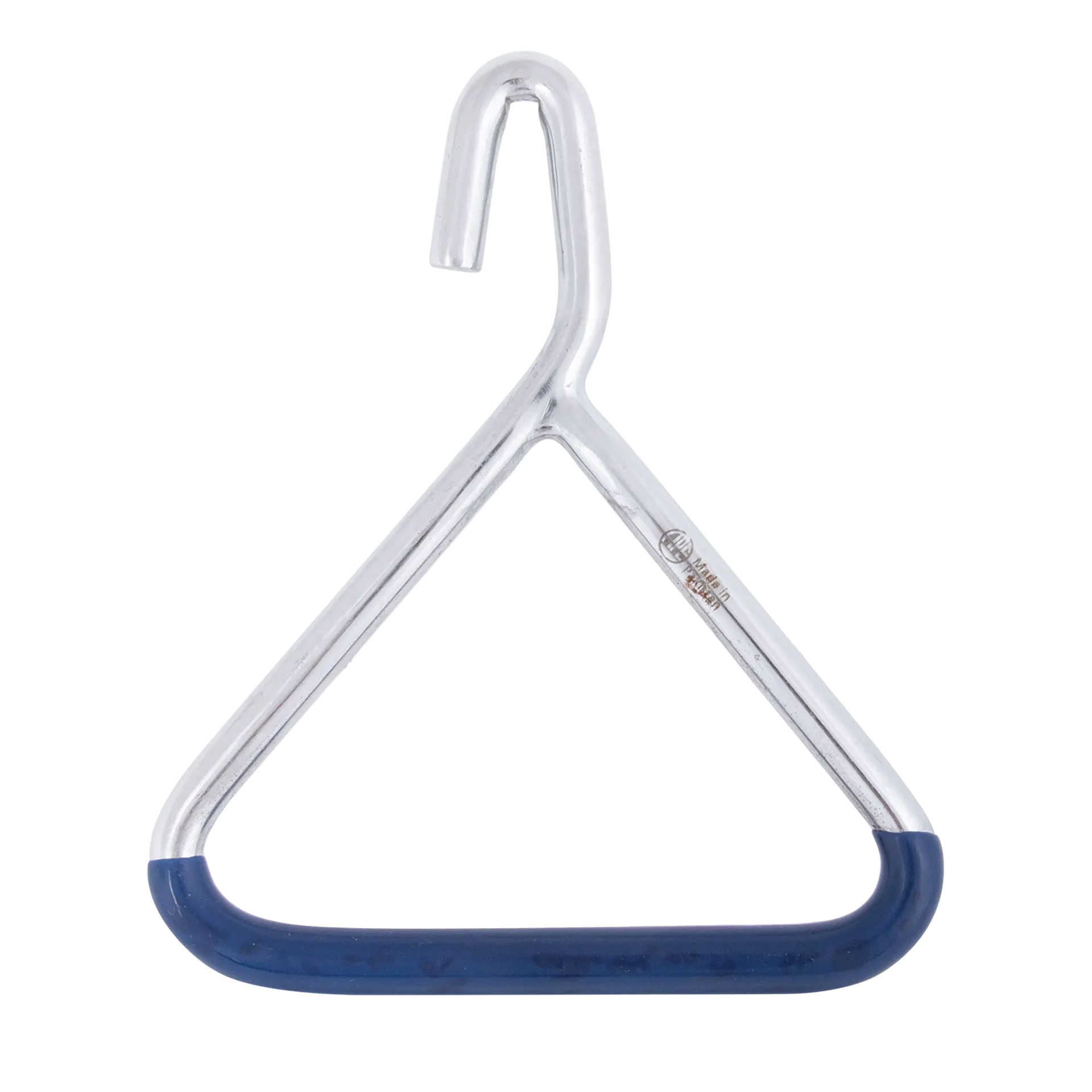 Obstetrical Handle for Straps or Chains,"Triangular metal handle with blue grip and top hook"