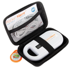 Pocket Hero™ ISO Microchip Scanner,"White handheld scanner in black zip case with card and orange tag"