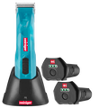 Opal Cordless Clipper and Free Blade,"Blue cordless clipper in charging base with two battery packs"