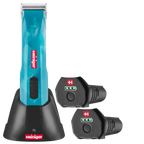 Opal Cordless Clipper and Free Blade,"Blue cordless clipper in charging base with two battery packs"
