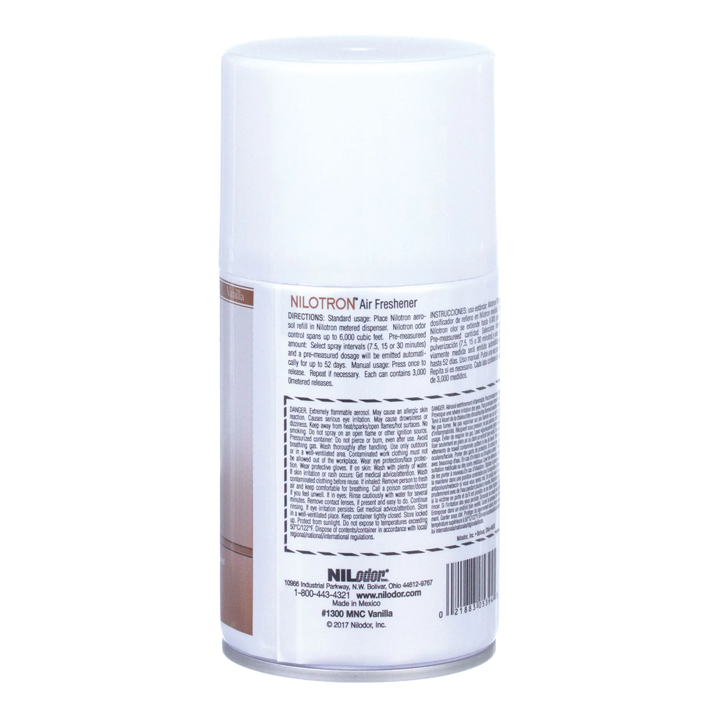 Nilodor Nilotron™ Designer Aerosols,"Back view of aerosol can with white cap and label"