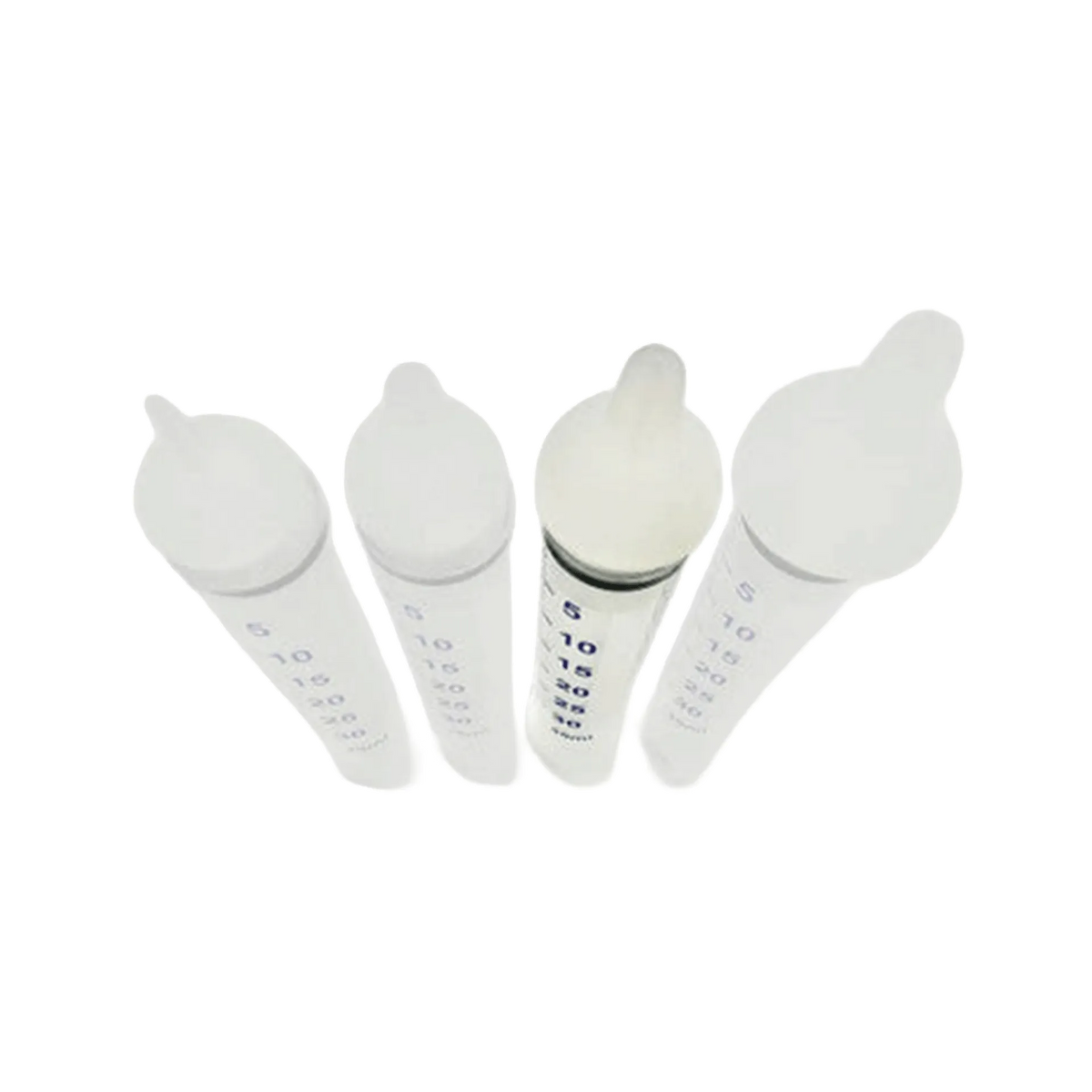 Puppywamer Latchons Syringe Nipple Feeders,"Four clear feeding syringes with white nipple tips"